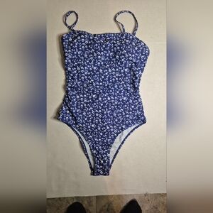 SHEIN Blue Floral Women's One Piece Swimsuit